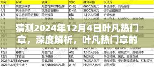 深度解析叶凡热门章,预测其在2024年12月4日的崭新风采与魅力特色